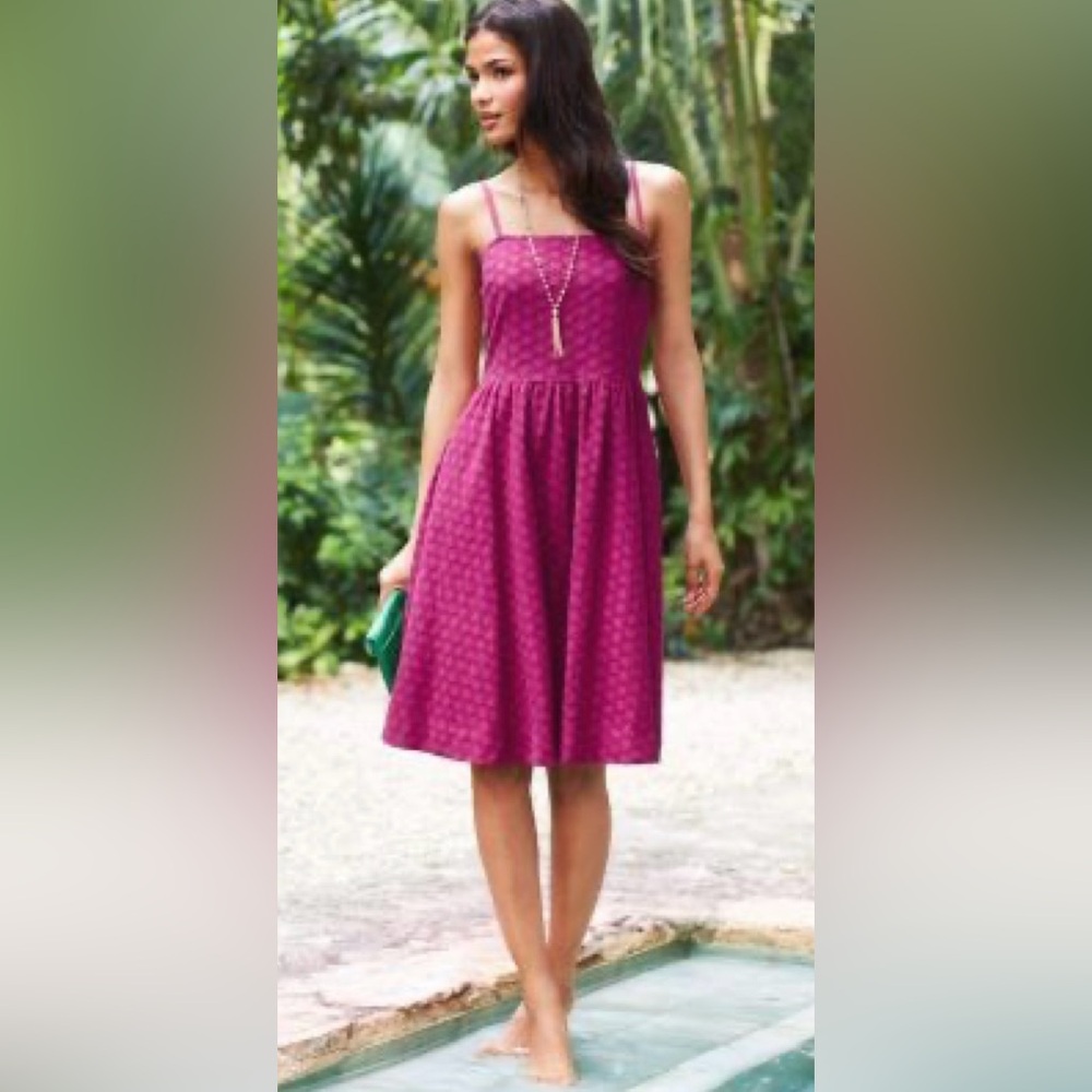 Garnet Hill Pink Sundress Dress Cotton Eyelet Sz 8 M Cottagecore Barbie Garden